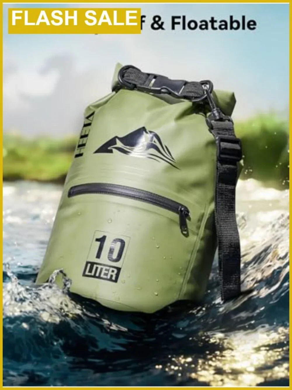 Waterproof Dry Bag Backpack Roll Top Zippered Pocket PVC 10L